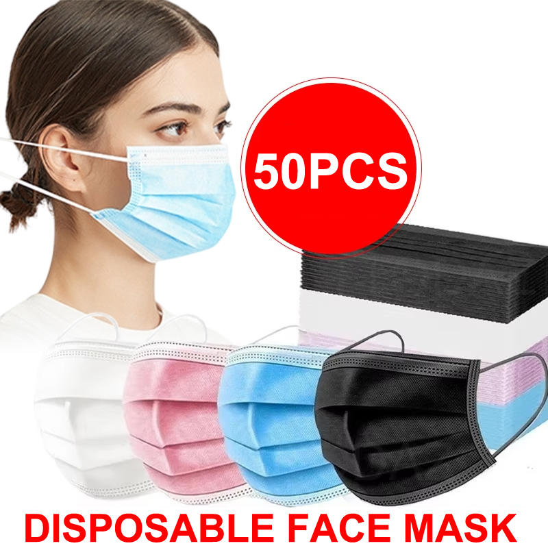 Disposable Mask Blue - 50Pcs 3 레이어 마스크 페이스 마스크