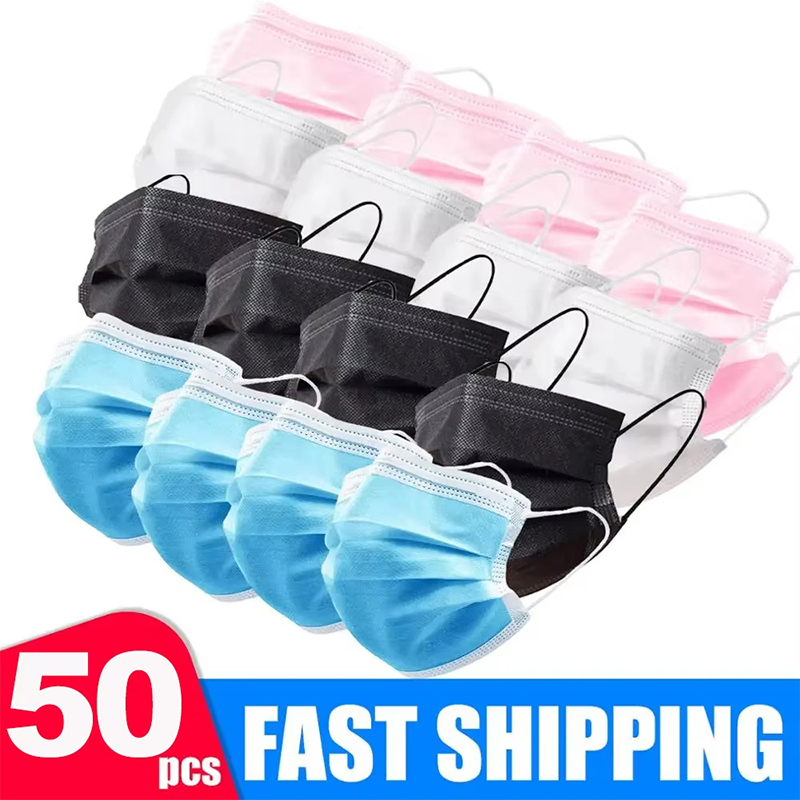 50Pcs 3 레이어 마스크 페이스 마스크 멜트 블로운 - Disposable Mask Blue 리뷰 및 가격